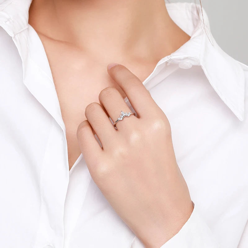 Sterling Silver Crown Style Zirconia Rings