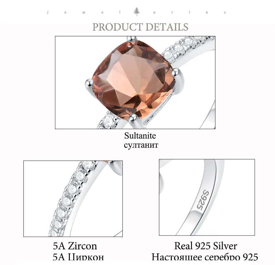 Solid 925 Sterling Silver Wedding Engagement Topaz Emerald Sapphire Ring Gemstone Rings for Women Girls