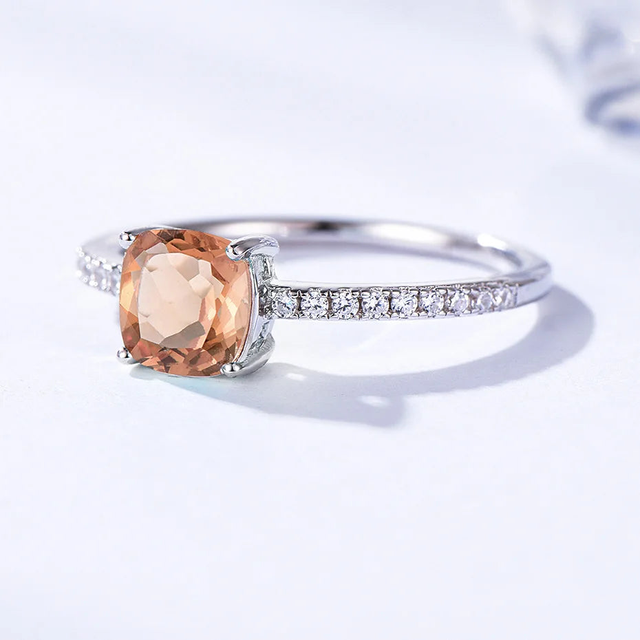 Solid 925 Sterling Silver Wedding Engagement Topaz Emerald Sapphire Ring Gemstone Rings for Women Girls
