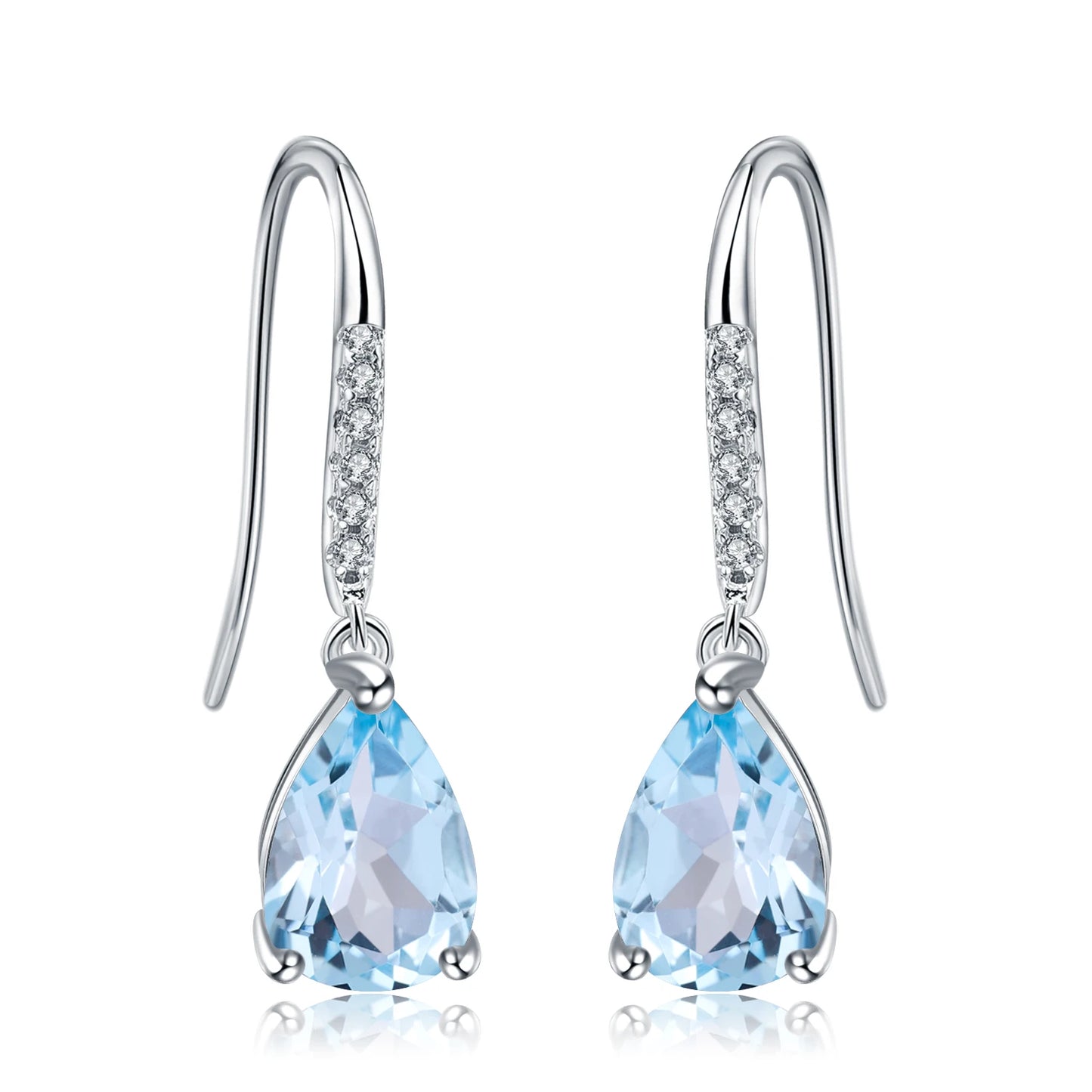 Natural Sky Blue Topaz Sterling Silver Earrings