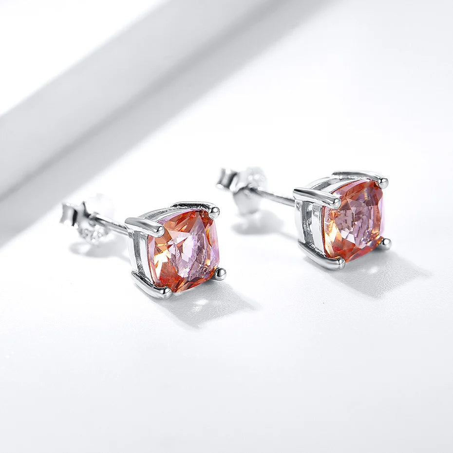 Sterling Silver Gemstone Tanzanite Emerald Morganite Aquamarine Ruby Sapphire Stud Earrings for Women