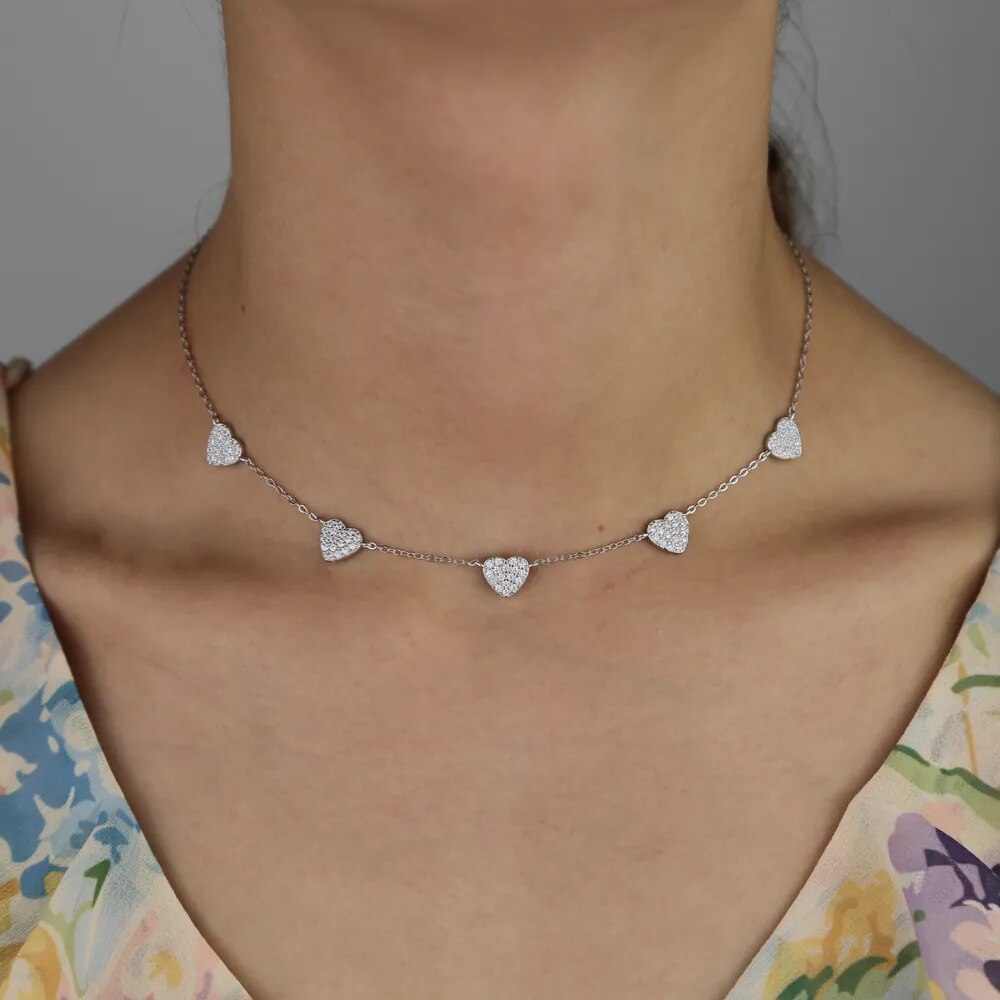 925 sterling silver heart charm necklace Christmas gift