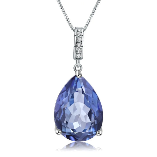 Natural Iolite Blue Mystic Quartz Pendant Necklace Sterling Silver Jewelry