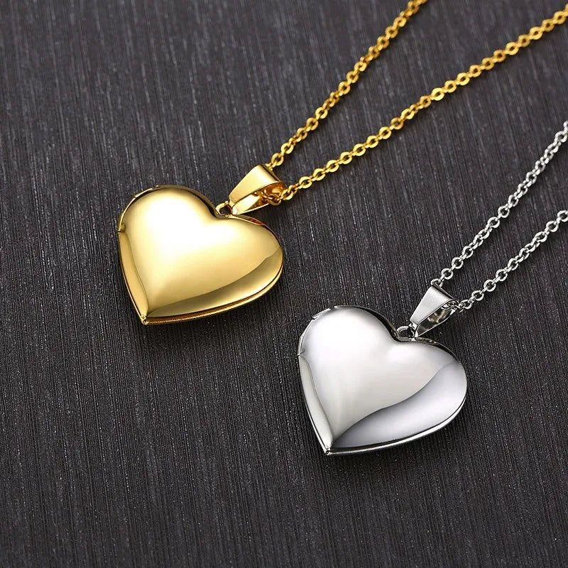 Heart Locket Pendants for Women Men Openable Photo Frame Stainless Steel Jewellery