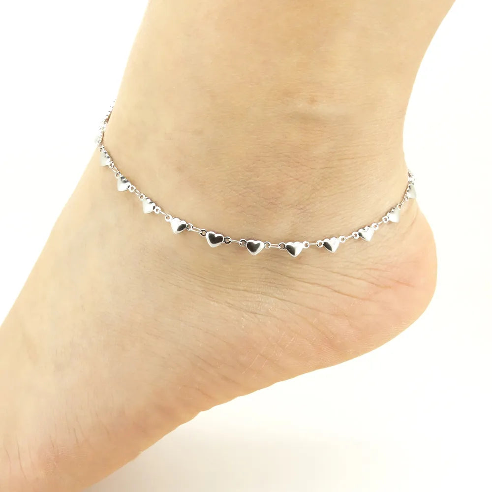 Heart shape Gold plated Stainless Steel Anklets