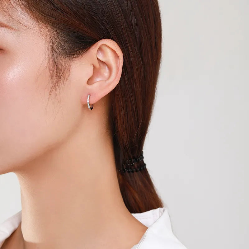 Sterling Silver High Quality Cubic Zirconia Hoop Earrings