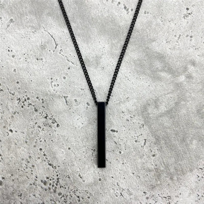 hot classic Rectangle Pendant Necklace men Stainless Steel Black color Cuban Chain Necklace For Men Jewelry