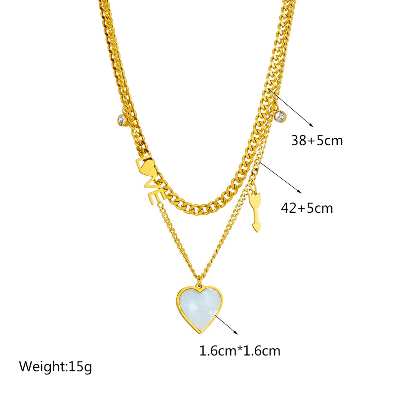 Stainless Steel Pearl Heart Butterfly Cross Pendant Necklace For Women Fashion Girls Clavicle Chain Jewelry Gifts