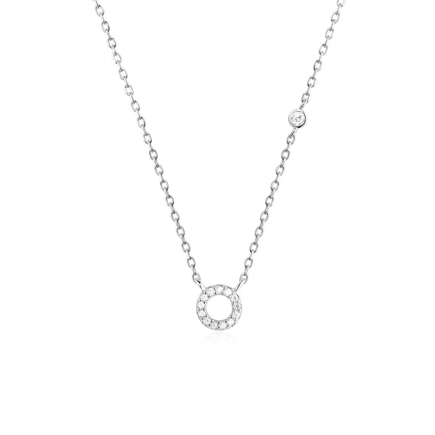 Sterling Silver Letters A- Z Zircon CZ Pendant Monogram Necklace