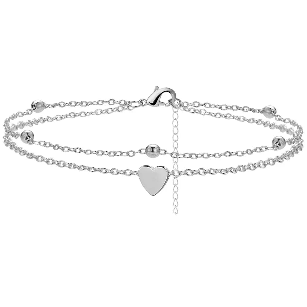 Dainty Gold Plated Layered CZ Anklets