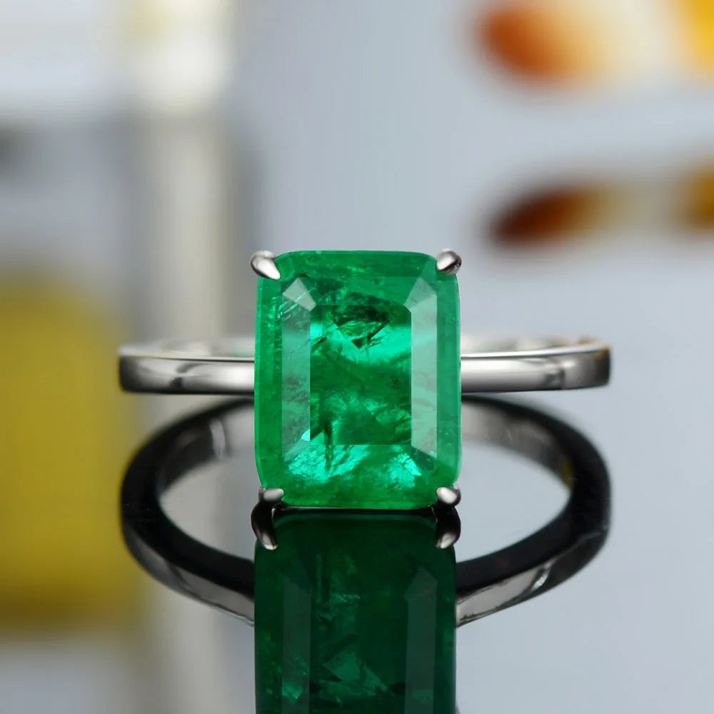 Emerald Zirconia Sterling Silver 4 Carat Rings For Women