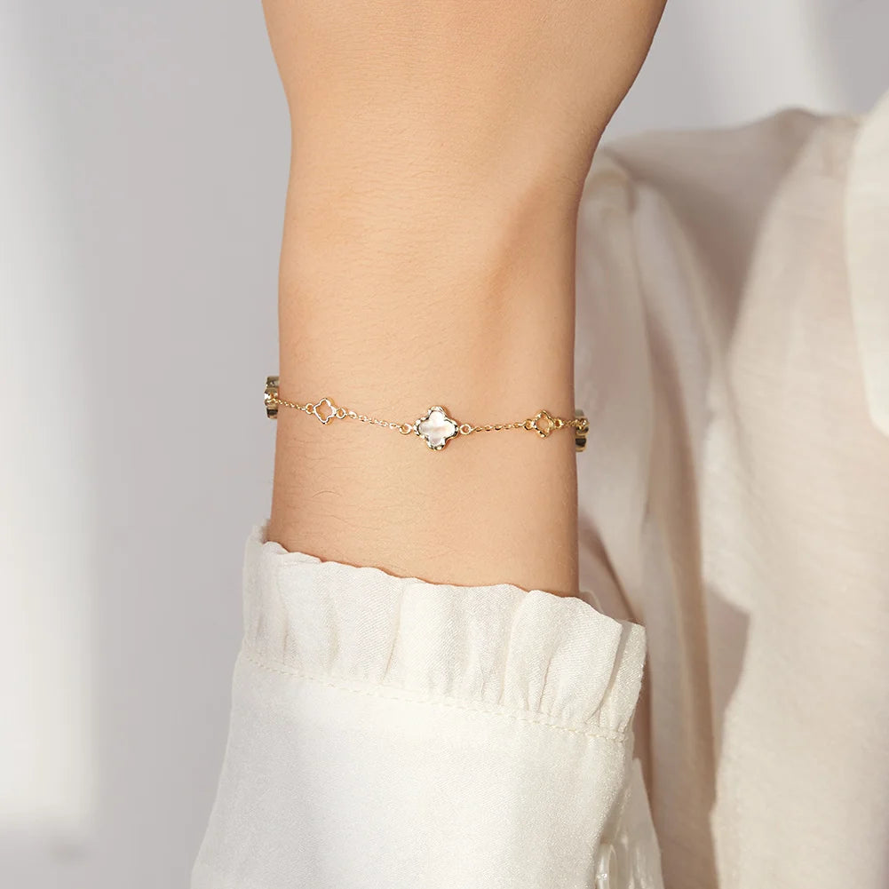Natural Shell Four-leaf Flower Clover Bracelet