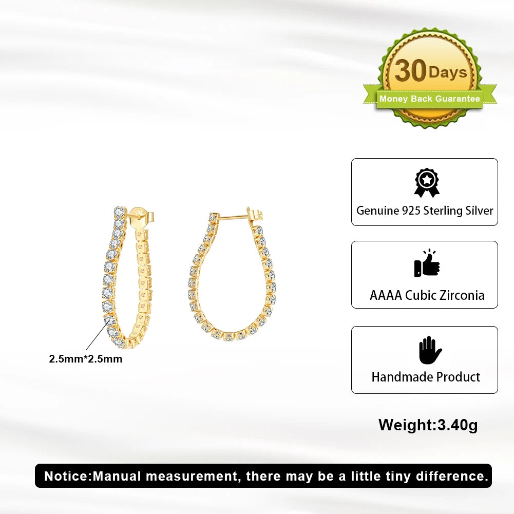 Round Cut CZ Tennis Chain hoop Earrings