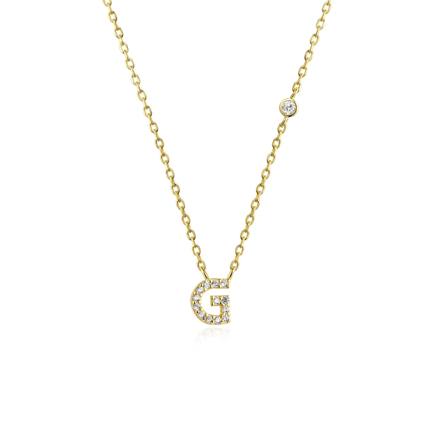 Sterling Silver Letters A- Z Zircon CZ Pendant Monogram Necklace