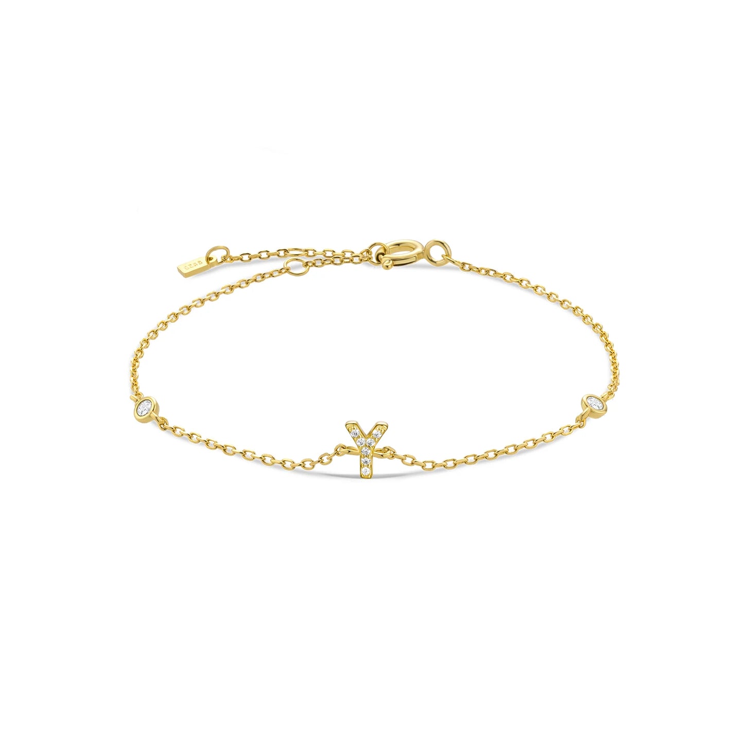 Sterling Silver Alphabet Monogram Letter A - Z Initial Charm Chain Bracelet