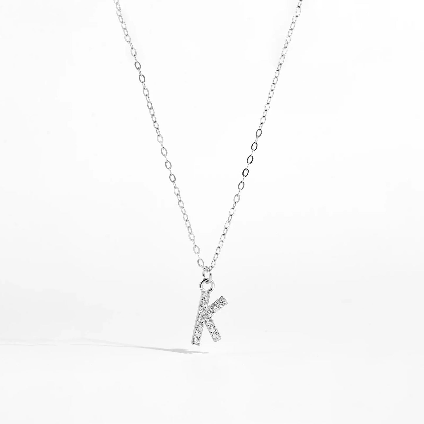 Sterling Silver Alphabet Initial Letter Pendant Long Necklace