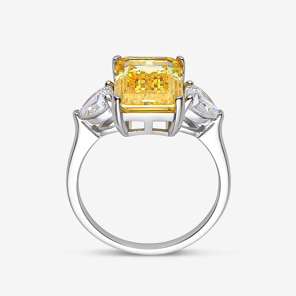 7 Carats Yellow Zircon Sterling Silver Rings