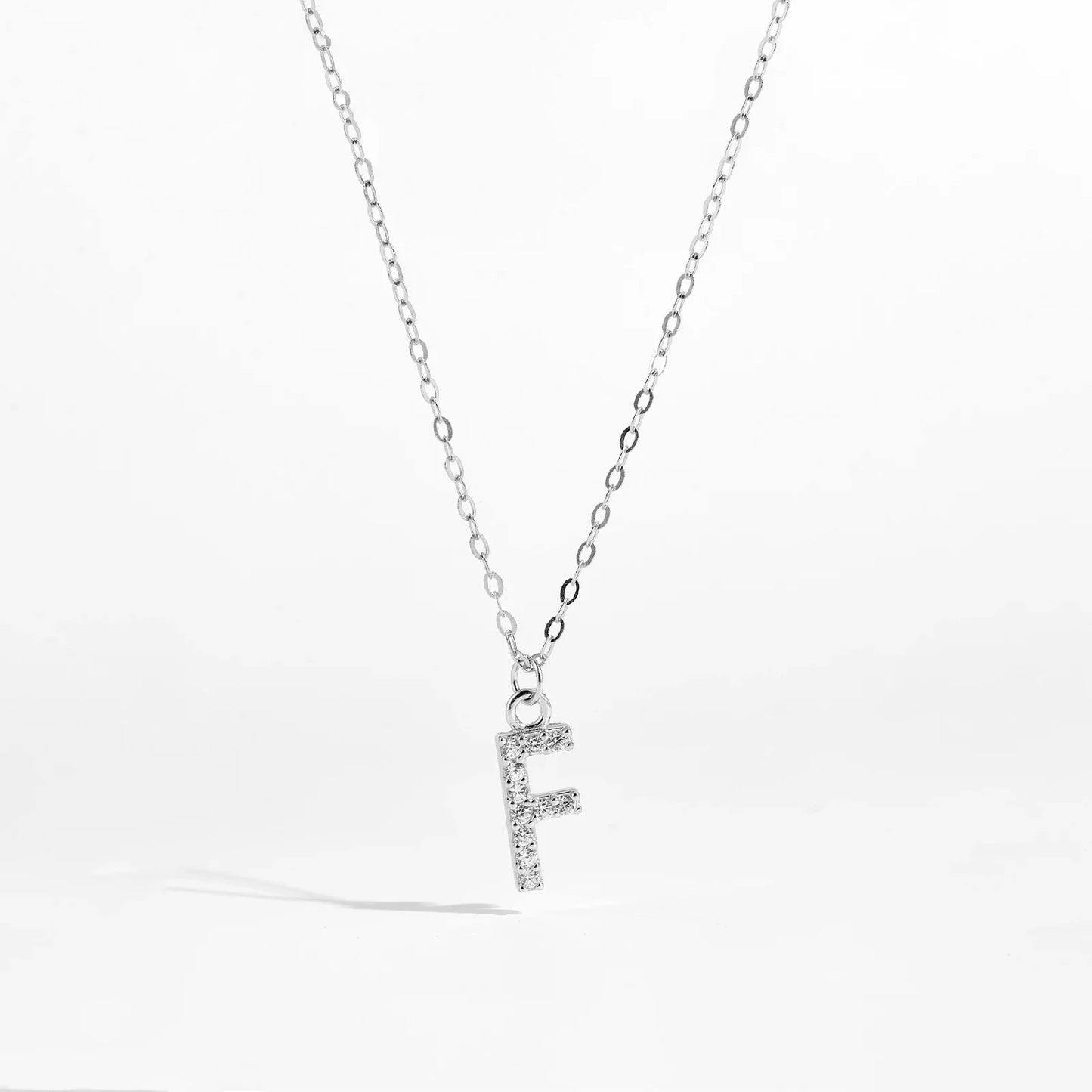 Sterling Silver Alphabet Initial Letter Pendant Long Necklace