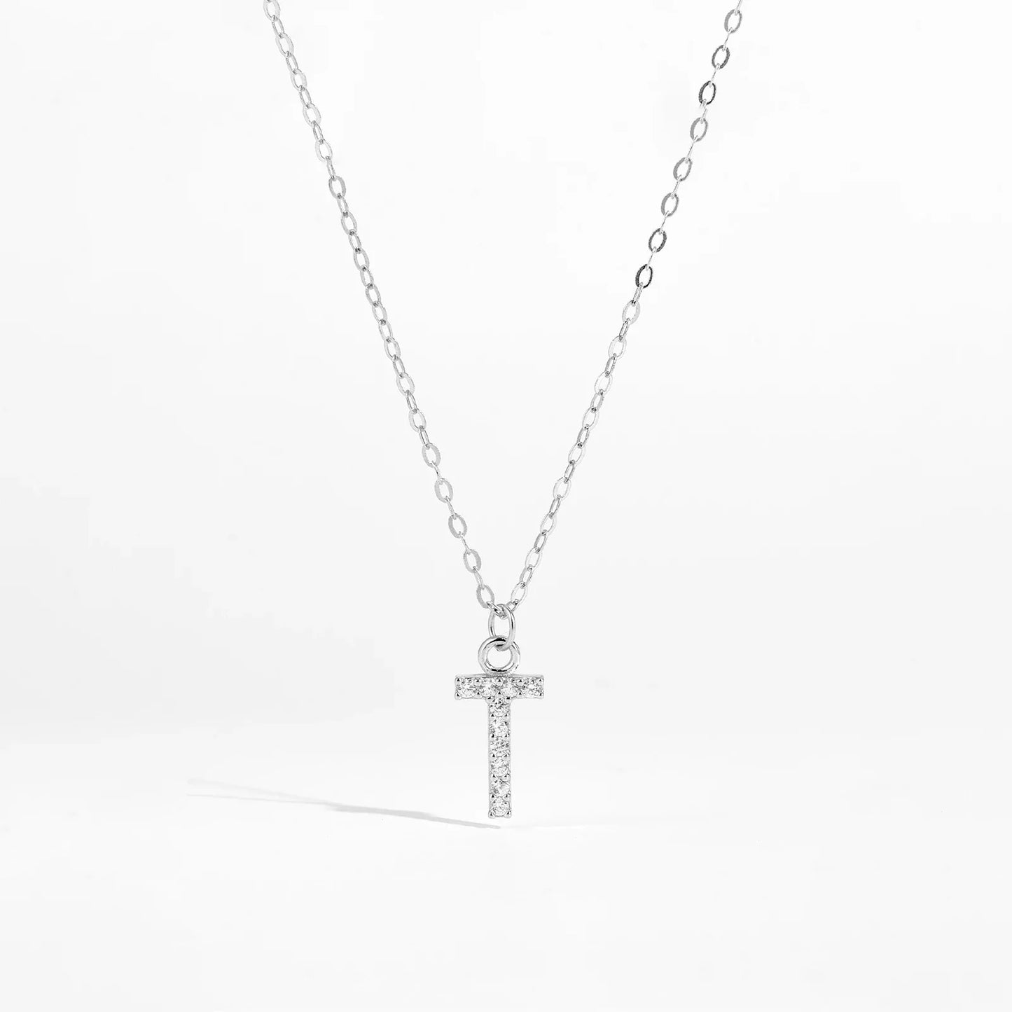 Sterling Silver Alphabet Initial Letter Pendant Long Necklace