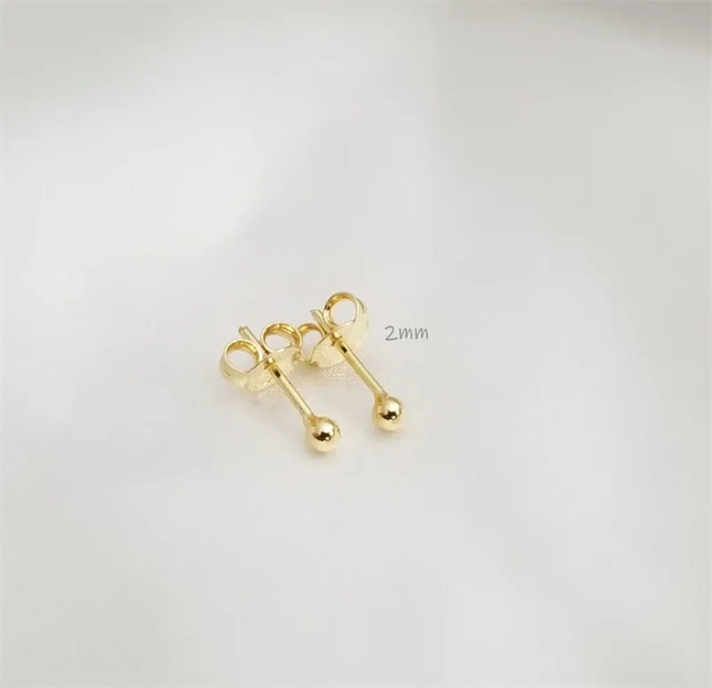 14K Gold Filled Tiny Ball Studs Earrings For Women Jewelry