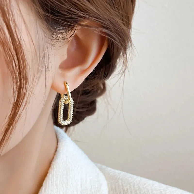 Stainless Steel Gold Plated U Shape Buckle Hoop Earrings Earrings