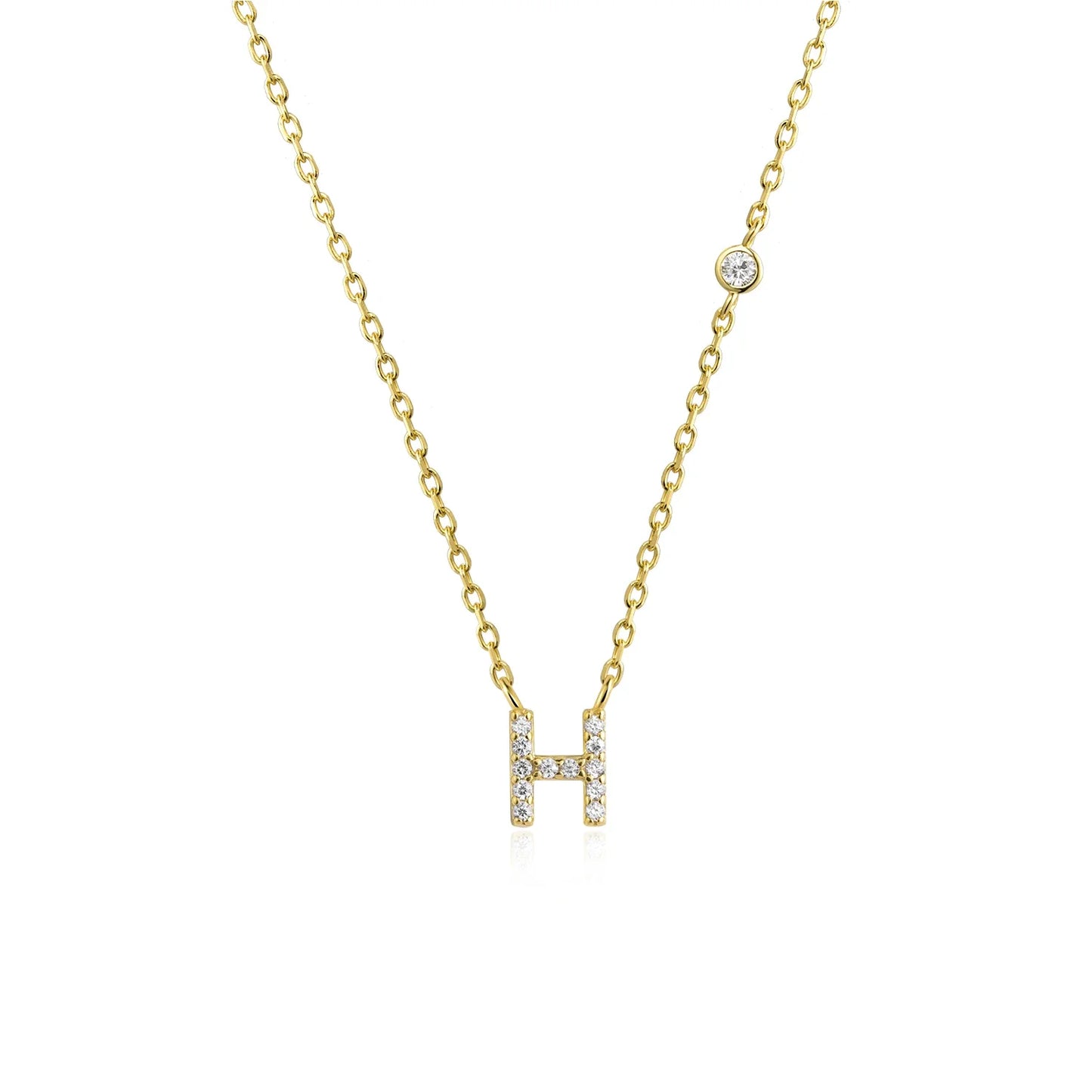 Sterling Silver Letters A- Z Zircon CZ Pendant Monogram Necklace