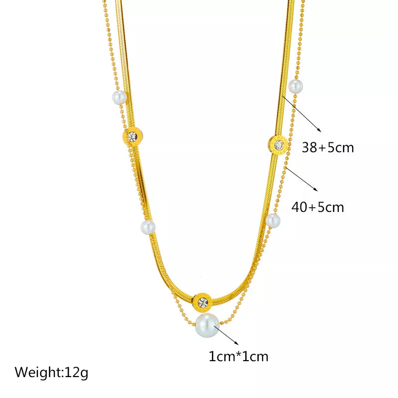 Stainless Steel Pearl Heart Butterfly Cross Pendant Necklace For Women Fashion Girls Clavicle Chain Jewelry Gifts