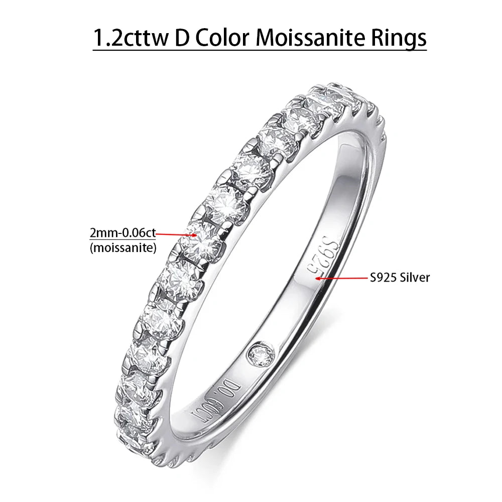 Moissanite D Color VVS1 1.4ct Bridel Set Sterling Silver Rings For Women