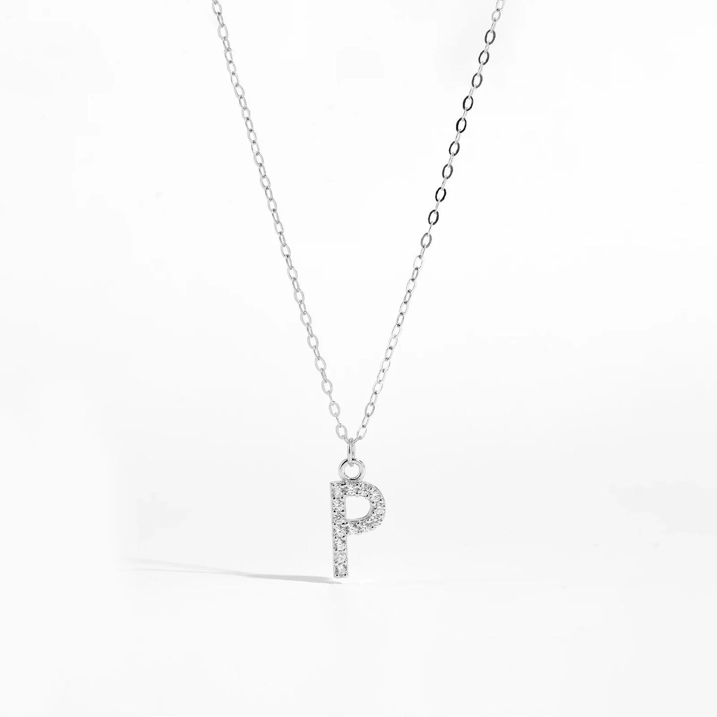 Sterling Silver Alphabet Initial Letter Pendant Long Necklace