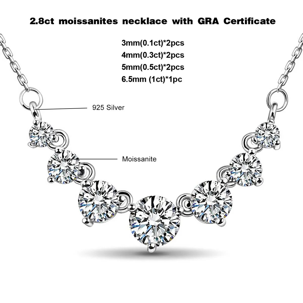 Moissanite Sterling Silver Necklaces