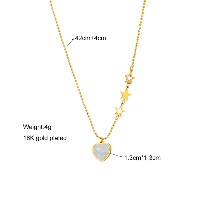 Stainless Steel Heart Necklace For Women Fashion Ladies Star Clavicle Chain Girls Jewelry