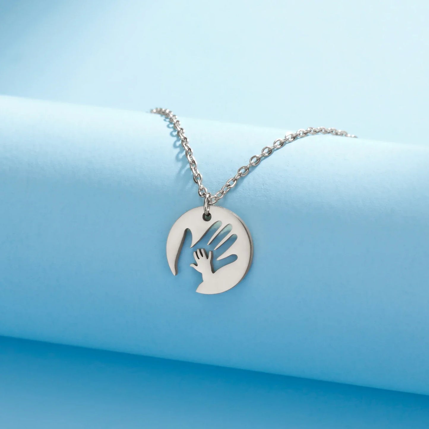 Baby Hand Necklace Mother Kid Child Chain Family Mom Gift for Woman Man Stainless Steel Pendant Jewelry