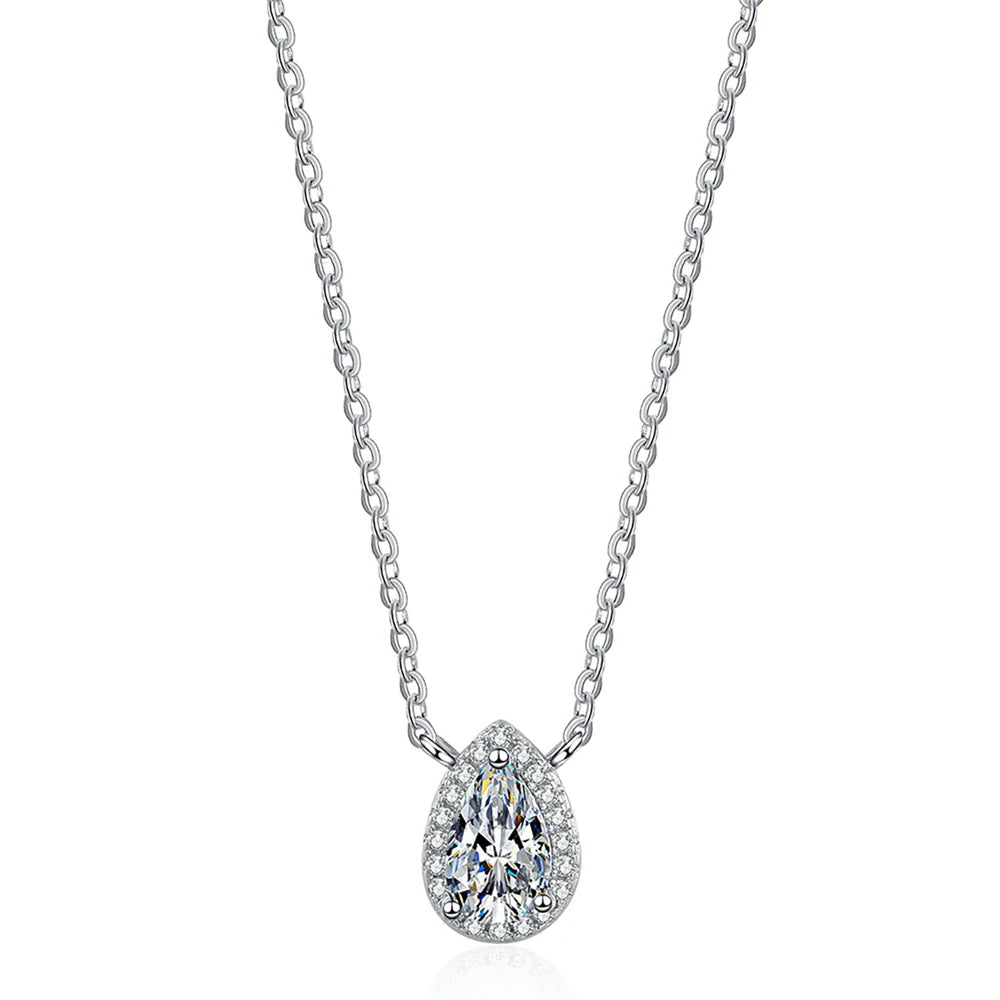 Pear-shaped Moissanite Pendant Necklace D Color 7*10mm 2 Carat Sterling Silver For Women