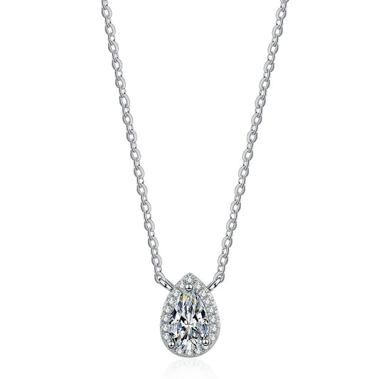 Pear-shaped Moissanite Pendant Necklace D Color 7*10mm 2 Carat Sterling Silver For Women