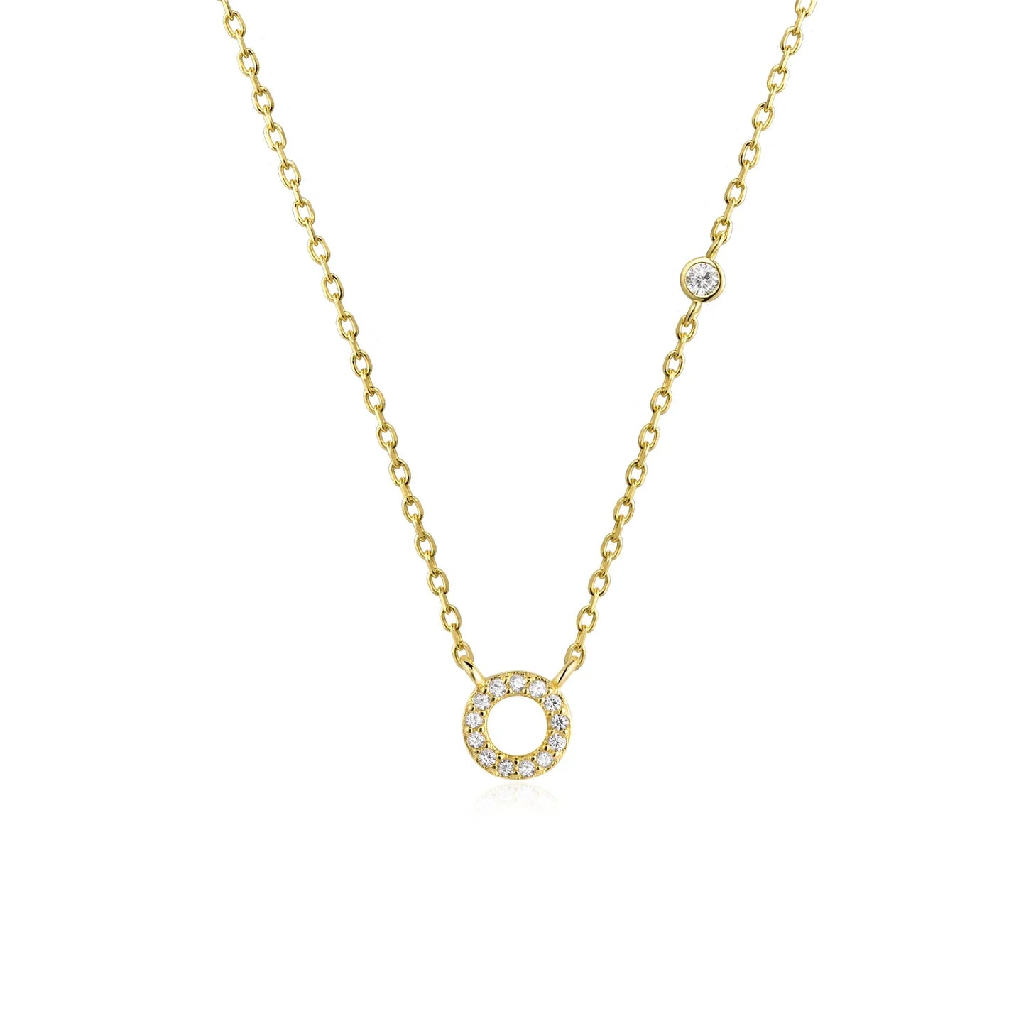Sterling Silver Letters A- Z Zircon CZ Pendant Monogram Necklace