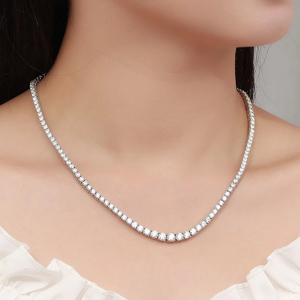 Moissanite D Color Graduated Tennis Necklace Sterling Silver
