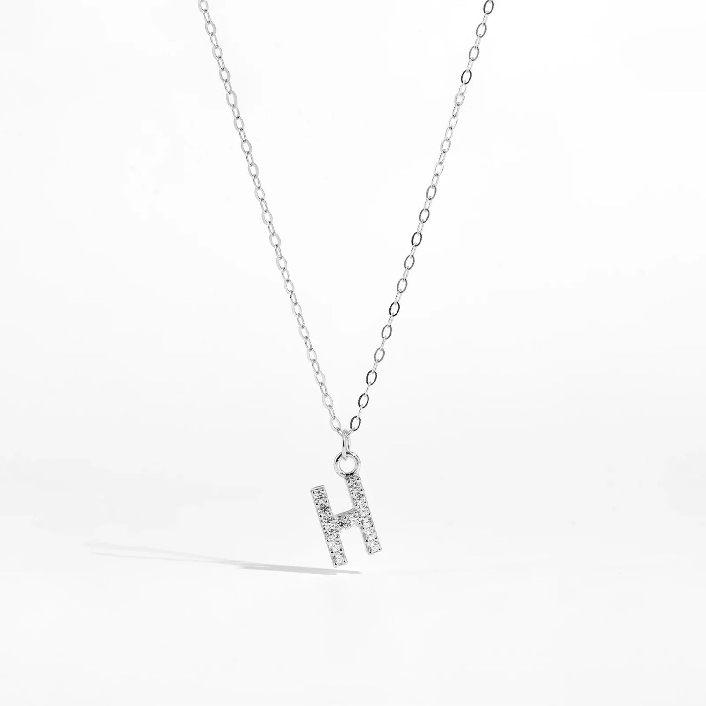 Sterling Silver Alphabet Initial Letter Pendant Long Necklace