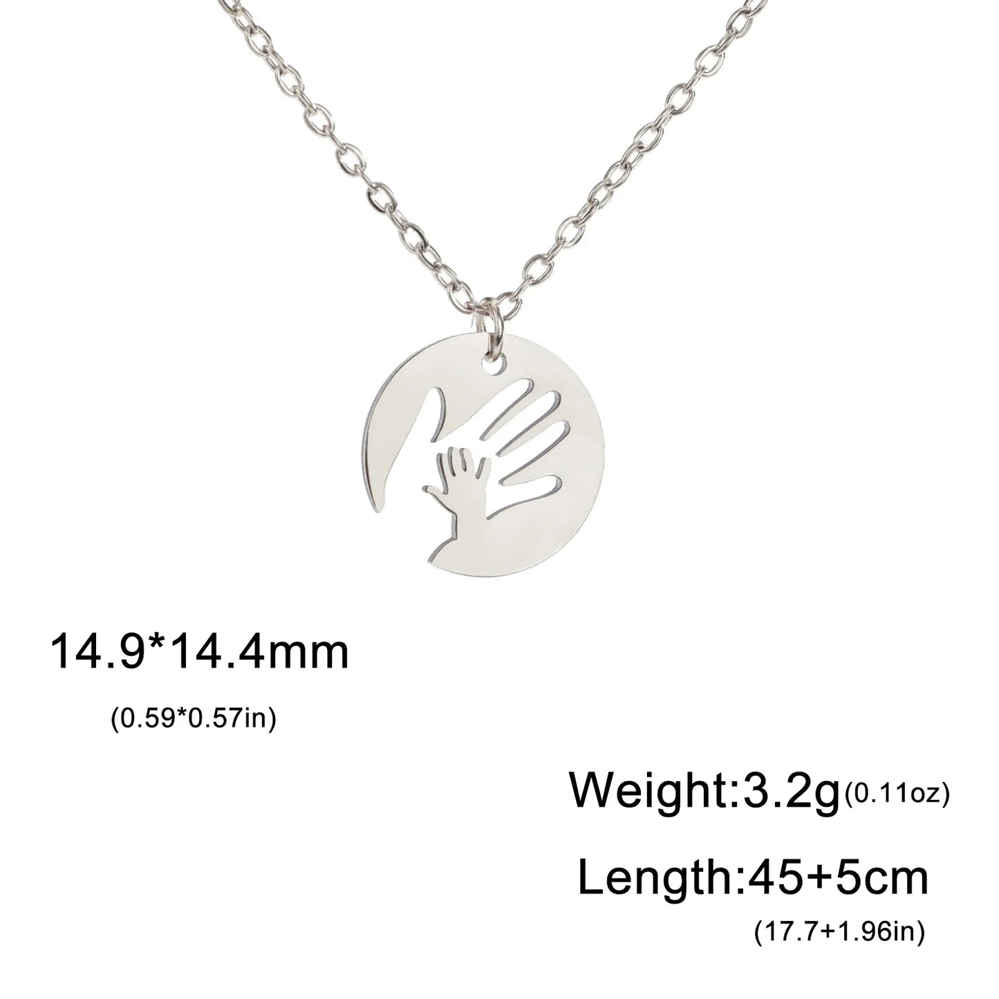 Baby Hand Necklace Mother Kid Child Chain Family Mom Gift for Woman Man Stainless Steel Pendant Jewelry