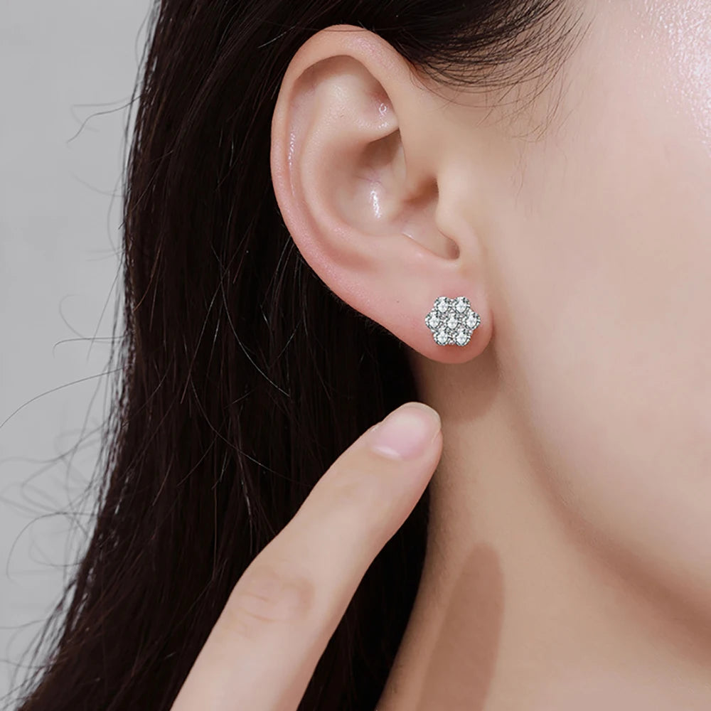 Moissanite Sterling Silver Stud Earrings