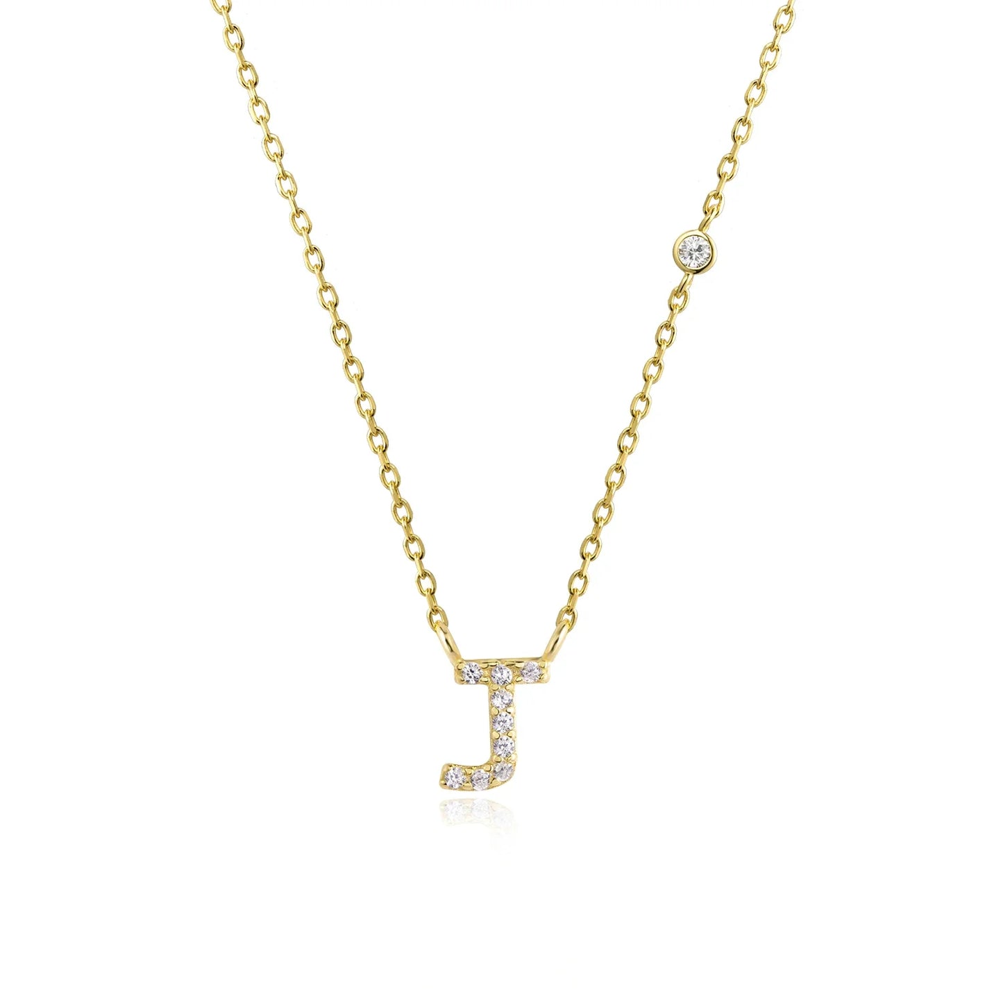 Sterling Silver Letters A- Z Zircon CZ Pendant Monogram Necklace