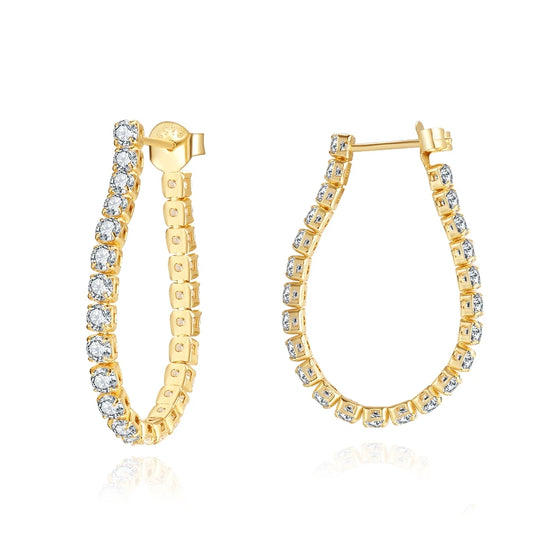 Round Cut CZ Tennis Chain hoop Earrings