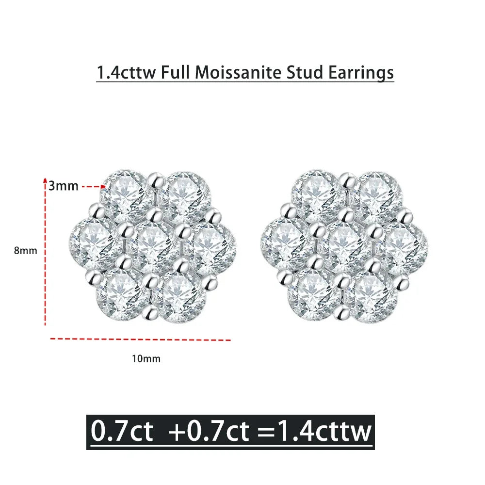 Moissanite Sterling Silver Stud Earrings