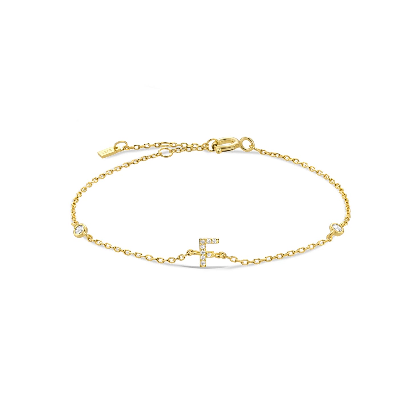 Sterling Silver Alphabet Monogram Letter A - Z Initial Charm Chain Bracelet
