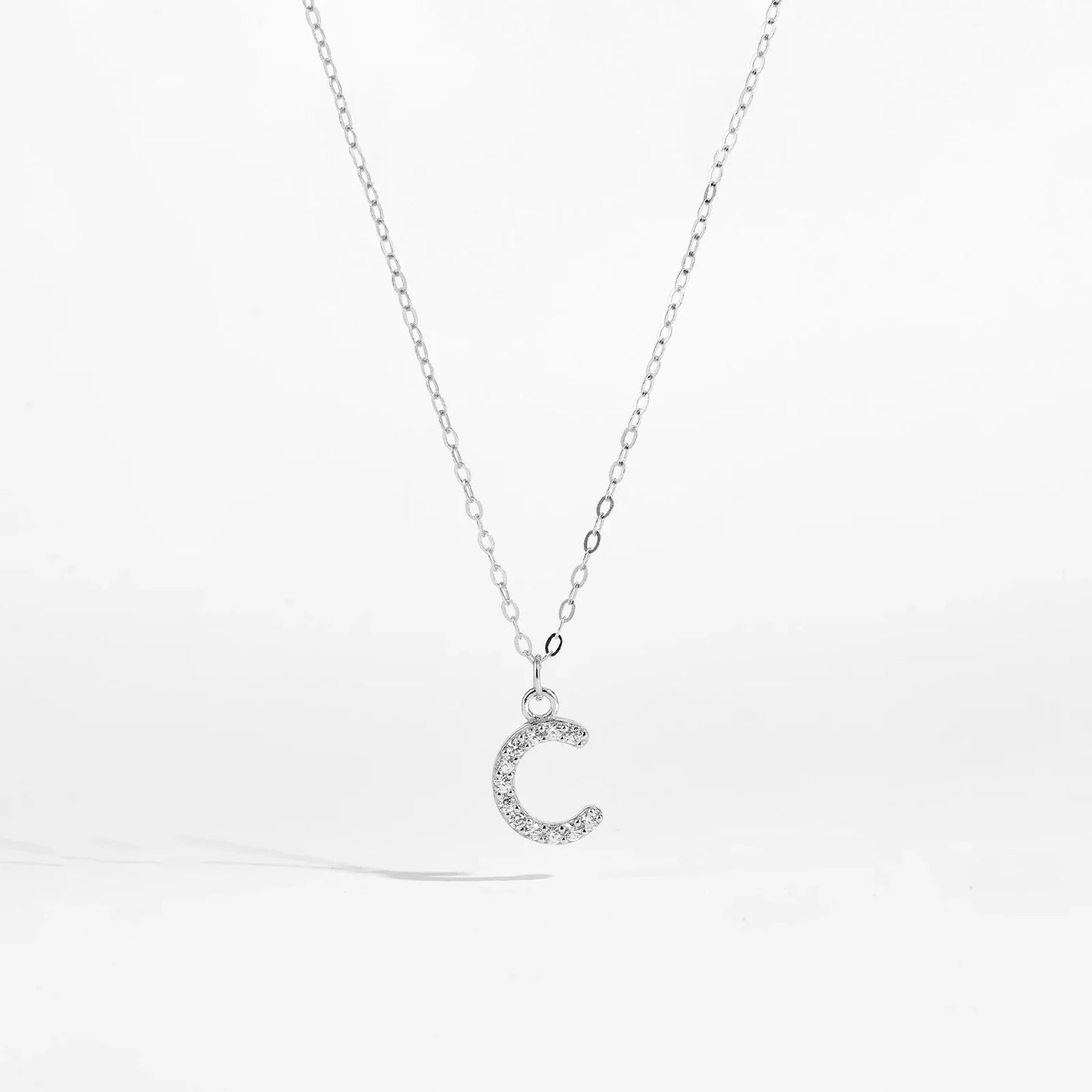 Sterling Silver Alphabet Initial Letter Pendant Long Necklace