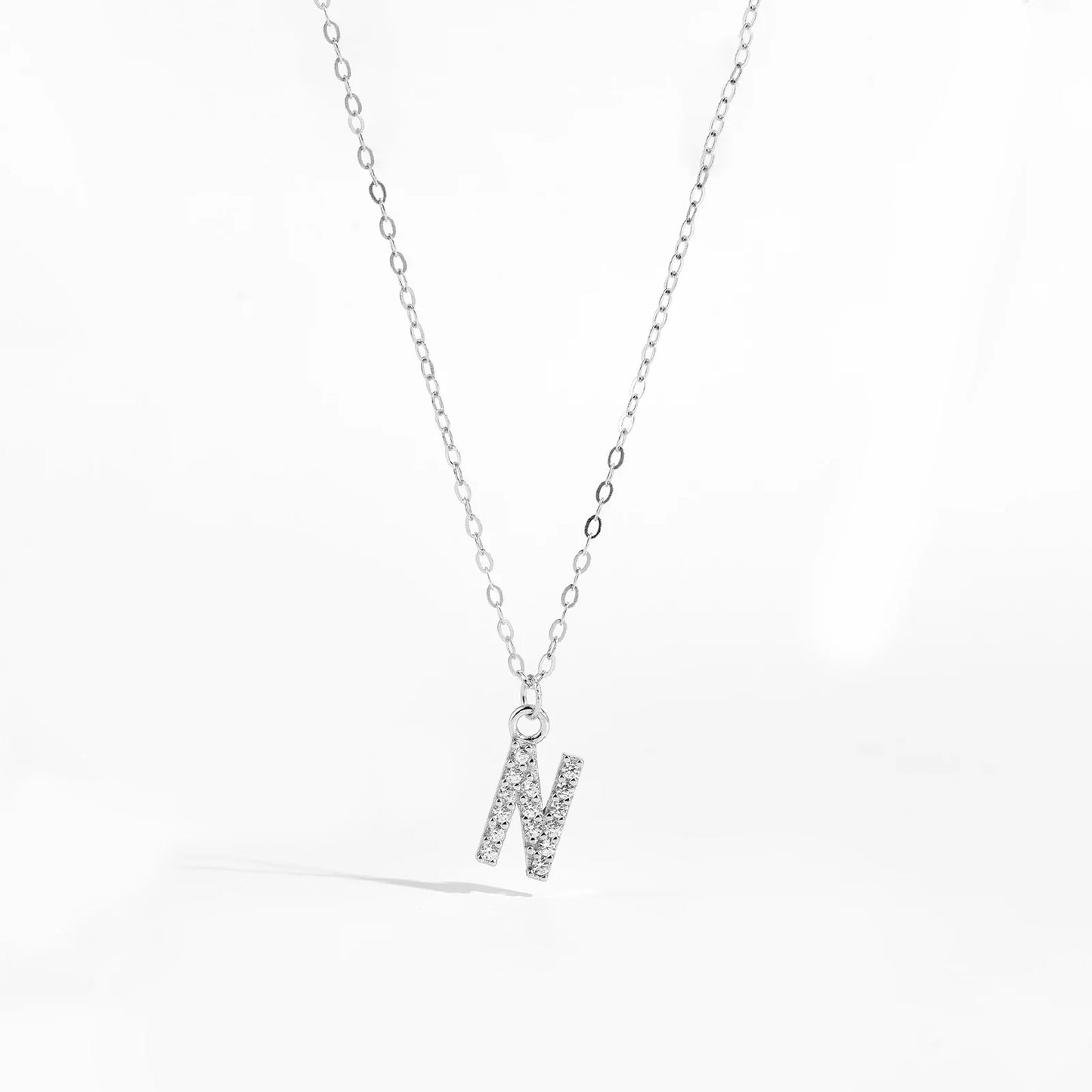 Sterling Silver Alphabet Initial Letter Pendant Long Necklace