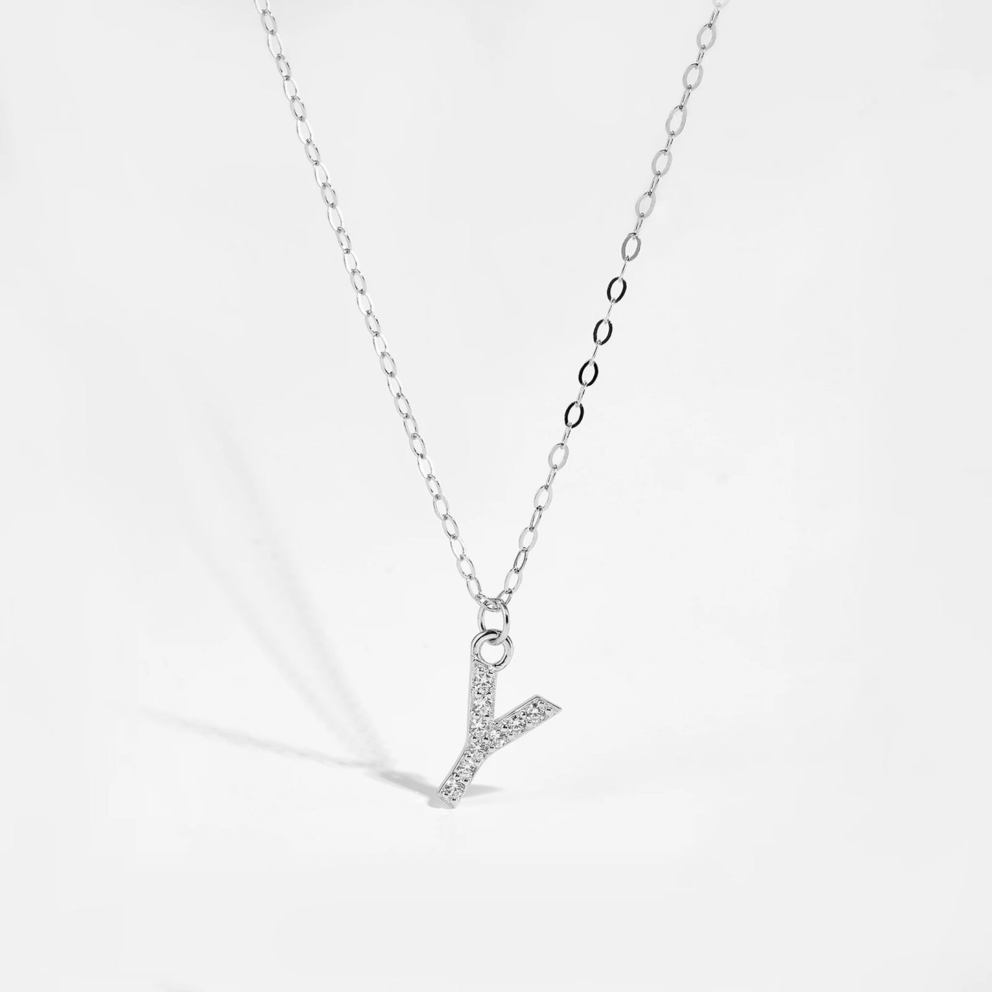Sterling Silver Alphabet Initial Letter Pendant Long Necklace