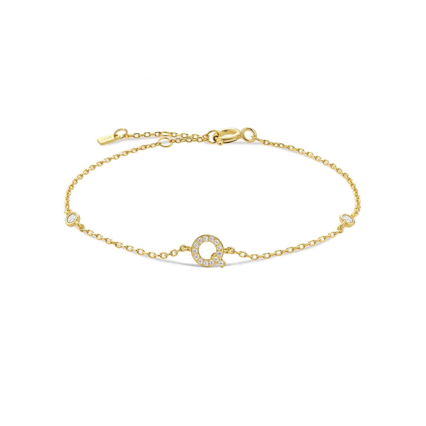 Sterling Silver Alphabet Monogram Letter A - Z Initial Charm Chain Bracelet