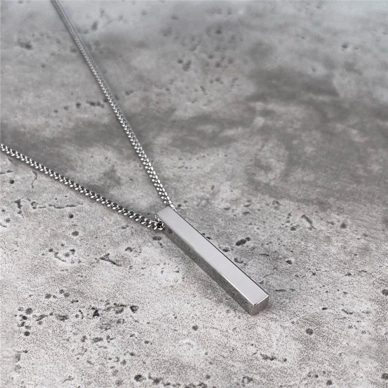 hot classic Rectangle Pendant Necklace men Stainless Steel Black color Cuban Chain Necklace For Men Jewelry