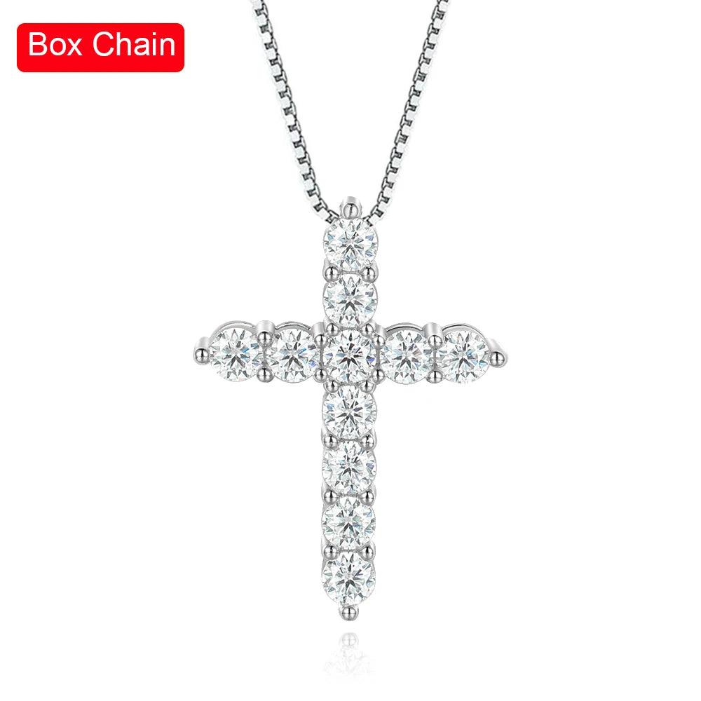 1.1-5.5ct Black Moissanite Sterling Silver Cross Pendant Necklace For Women