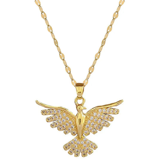 Stainless Steel Phoenix Eagles Pendant Necklace For Women Girl Choker Chain Jewelry